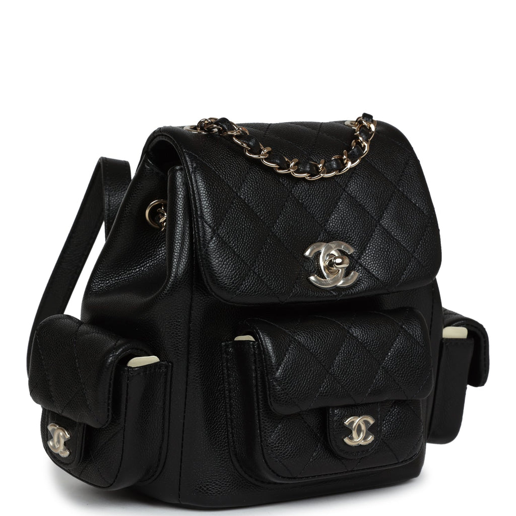 chanel mini backpack black Chanel Small Cargo Backpack Black Caviar Light Gold Hardware