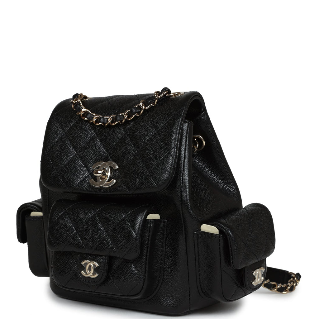 chanel backpack leather price Chanel Small Cargo Backpack Black Caviar Light Gold Hardware