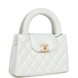 Chanel Small Kelly Shopper White Shiny Aged Calfskin Brushed Gold Hardware