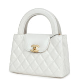 Chanel Small Kelly Shopper White Shiny Aged Calfskin Brushed Gold Hardware