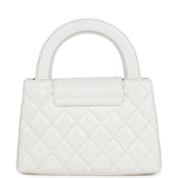 Chanel Small Kelly Shopper White Shiny Aged Calfskin Brushed Gold Hardware