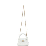 Chanel Small Kelly Shopper White Shiny Aged Calfskin Brushed Gold Hardware