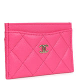 Chanel Card Holder Wallet Hot Pink Gold Hardware