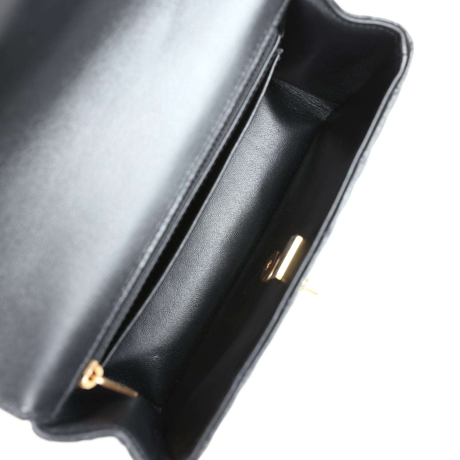 Chanel Mini Rectangular Flap with Top Handle Black Lambskin Antique Go