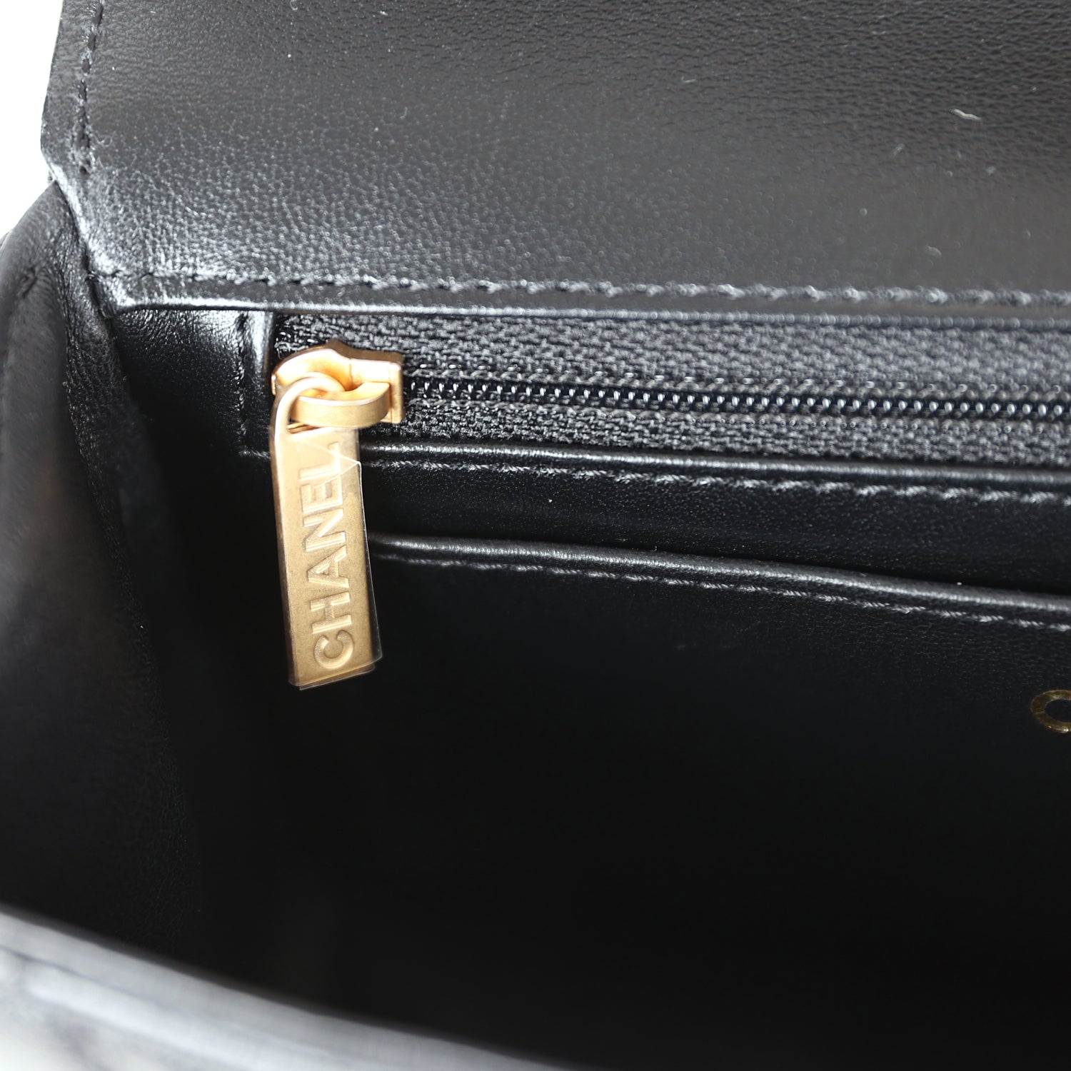 Chanel Mini Rectangular Flap with Top Handle Black Lambskin Antique Go