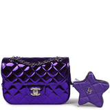 Chanel Mini Flap Bag & Star Coin Purse Purple Mirror Calfskin/Metallic Calfskin Light Gold Hardware