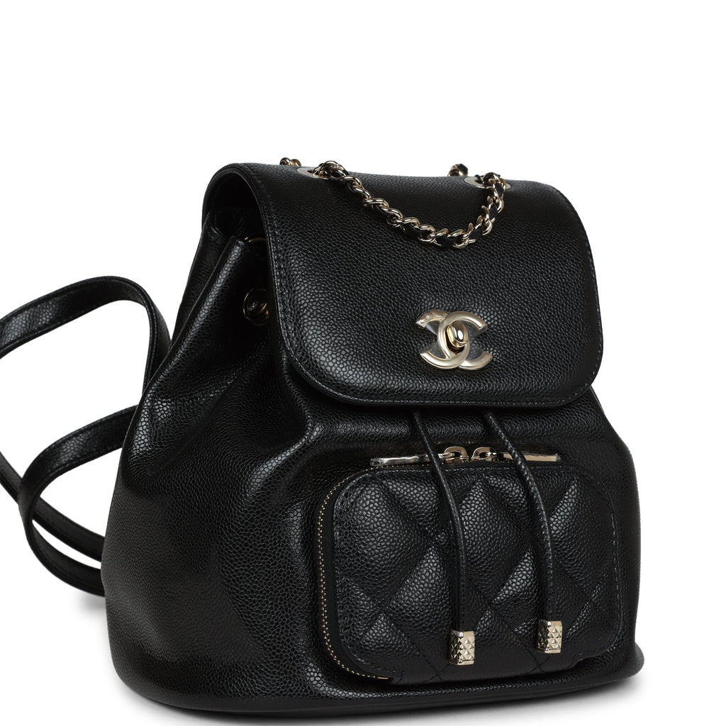 Chanel Small Business Affinity Backpack Black Caviar Light Gold Hardwa