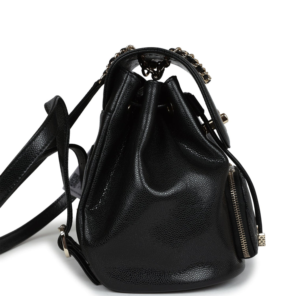 chanel vip gift bag leather backpack Chanel Small Business Affinity Backpack Black Caviar Light Gold Hardwa