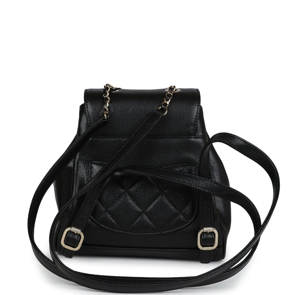 chanel vip gift bag leather backpack Chanel Small Business Affinity Backpack Black Caviar Light Gold Hardwa