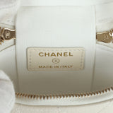 Chanel Mini Top Handle Crossbody Vanity Case White Caviar Gold Hardware