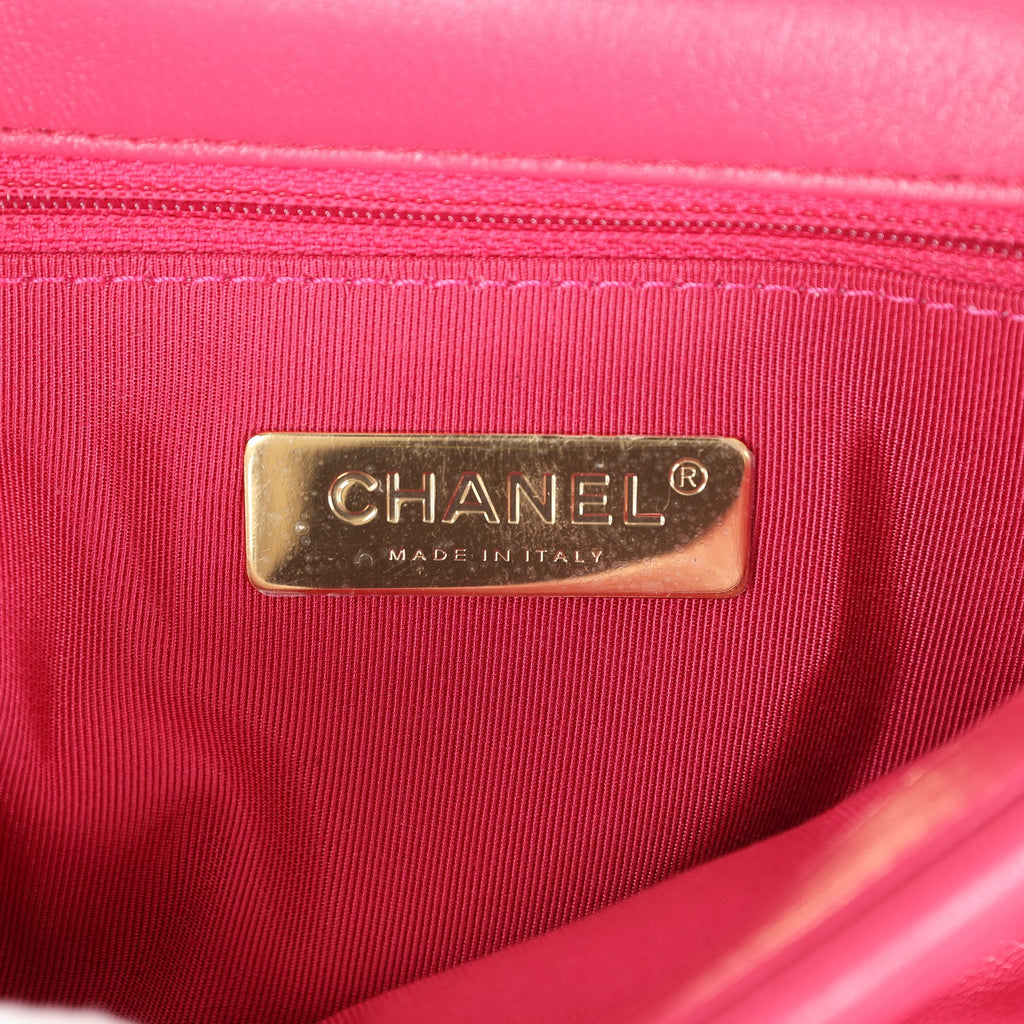 Chanel Medium 19 Flap Dark Pink Lambskin Mixed Metal Hardware