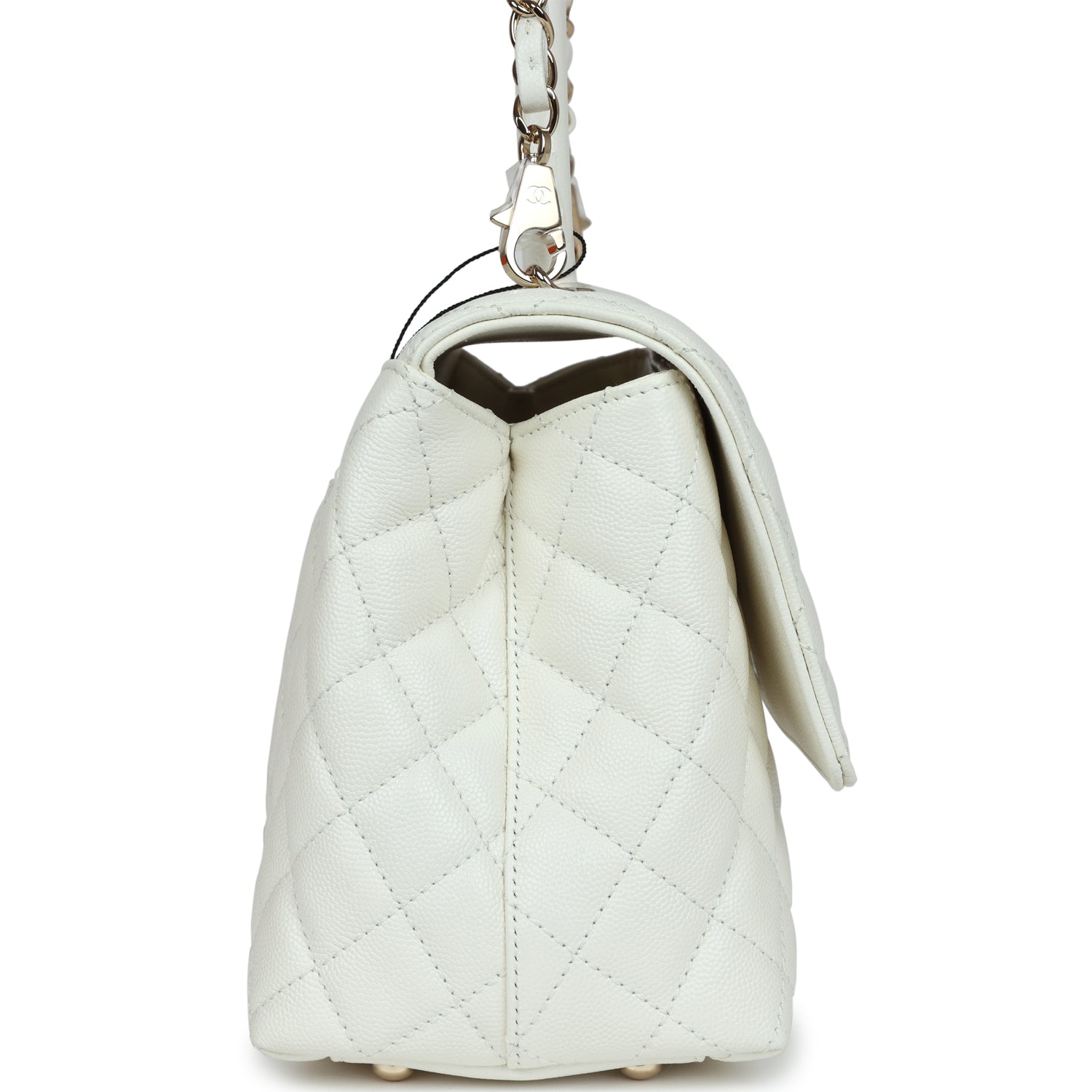 coco handle flap bag 23cm black quilted caviar light gold hardware main image 0