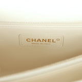 Chanel Medium Coco Handle Flap Bag White Caviar Light Gold Hardware
