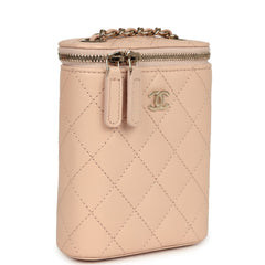 Chanel Mini Clutch Vanity Bag Beige Caviar Light Gold Hardware