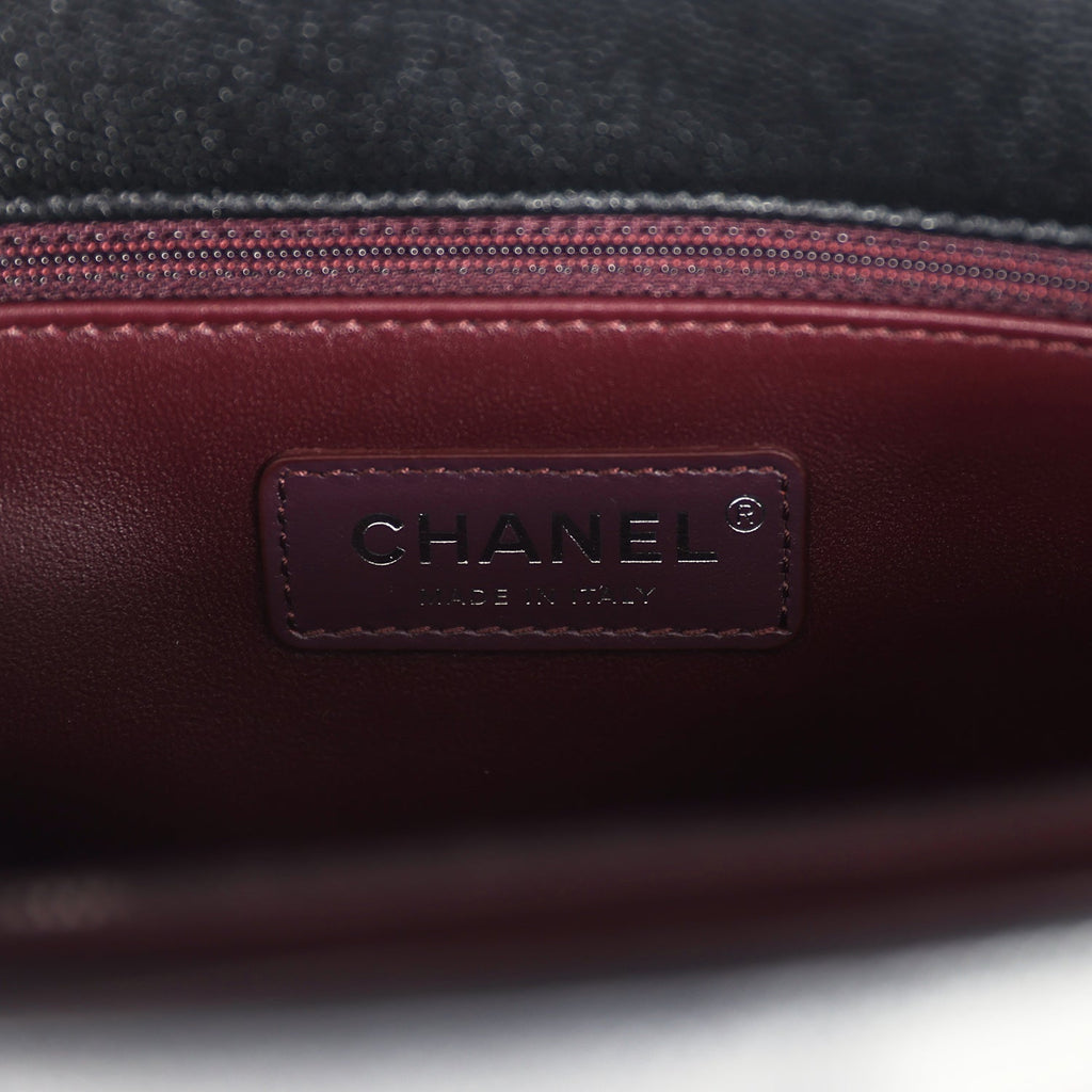 Chanel Medium Coco Top Handle So Black Chevron Lambskin Black Hardware