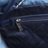 Chanel Small 22 Bag Blue Stitched Denim Silver Hardware