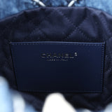 Chanel Mini 22 Bag Blue Stitched Denim Silver Hardware