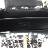 Chanel Nano Kelly Shopper Black, White & Sequin Tweed Brushed Gold Hardware