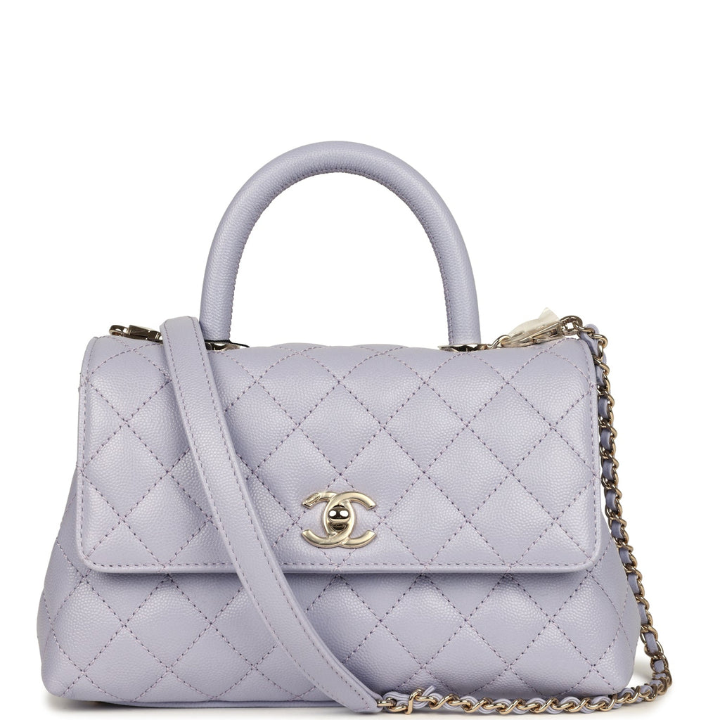 Chanel Small Coco Handle Flap Bag Light Purple Caviar Light Gold Hardware Purple New and Never Worn Caviar