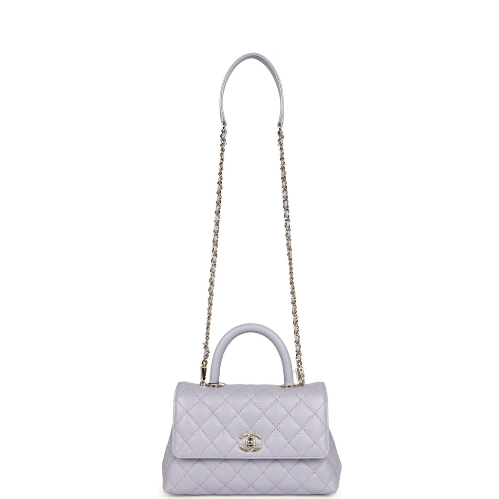 Chanel Small Coco Handle Flap Bag Light Purple Caviar Light Gold Hardware