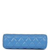 Chanel Small Kelly Shopper Blue Shiny Aged Calfskin Brushed Gold Hardware