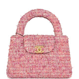 Chanel Small Kelly Shopper Pink Tweed Brushed Gold Hardware - Thumbnail View 1