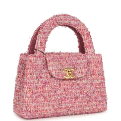 Chanel Small Kelly Shopper Pink Tweed Brushed Gold Hardware