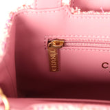 Chanel Small Kelly Shopper Pink Tweed Brushed Gold Hardware - Thumbnail View 10