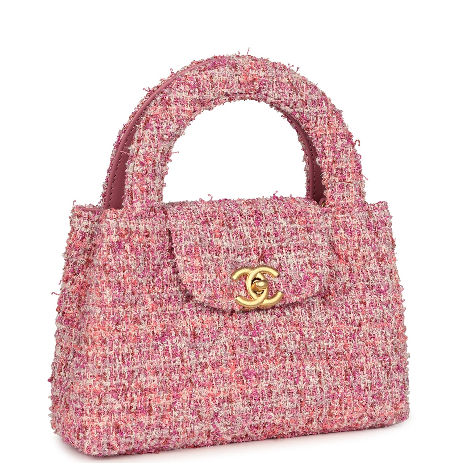 Chanel Small Kelly Shopper Pink Tweed Brushed Gold Hardware – Madison ...