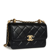 Chanel Small Perfect Fit Flap Bag Black Shiny Calfskin Brushed Gold Hardware