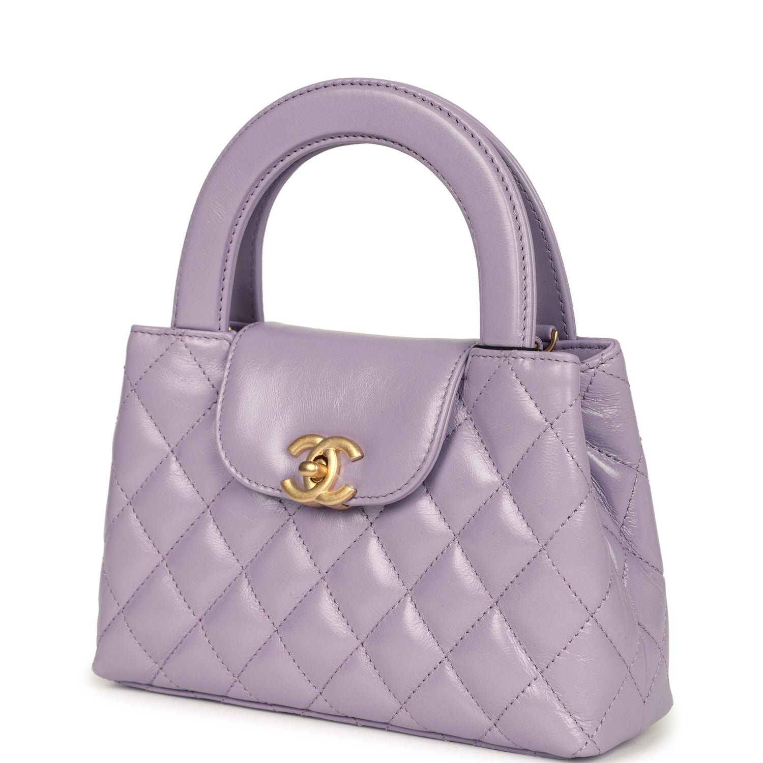 Chanel Small Kelly Shopper Light Purple Shiny Aged Calfskin Brushed Go ...