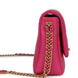 Chanel Small Melody Flap Bag Dark Pink Caviar Aged Gold Hardware