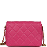 Chanel Small Melody Flap Bag Dark Pink Caviar Aged Gold Hardware