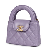 Chanel Nano Kelly Shopper Light Purple Shiny Aged Calfskin Brushed Gold Hardware