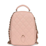 Chanel Mini Phone Holder Backpack with Chain Light Pink Caviar Light Gold Hardware
