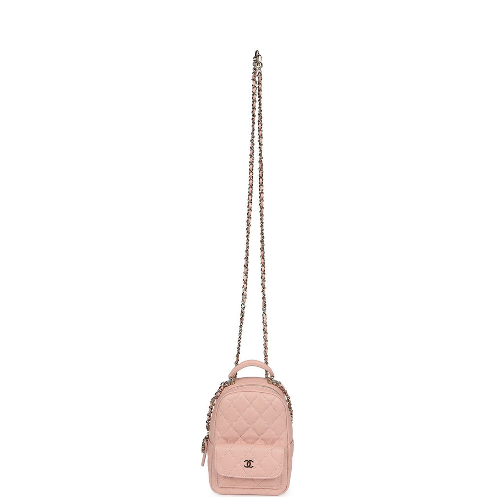 chanel 24p mini backpack Chanel Mini Phone Holder Backpack with Chain Light Pink Caviar Light G