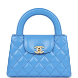 Chanel Small Kelly Shopper Blue Shiny Aged Calfskin Brushed Gold Hardware