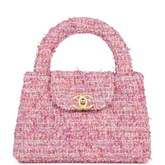 Chanel Small Kelly Shopper Pink Tweed Brushed Gold Hardware