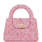 Chanel Small Kelly Shopper Pink Tweed Brushed Gold Hardware