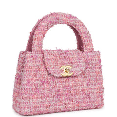 Chanel Small Kelly Shopper Pink Tweed Brushed Gold Hardware