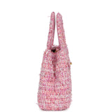 Chanel Small Kelly Shopper Pink Tweed Brushed Gold Hardware