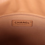 Chanel Double Pocket Hobo Bag Caramel Shiny Calfskin Brushed Gold Hardware