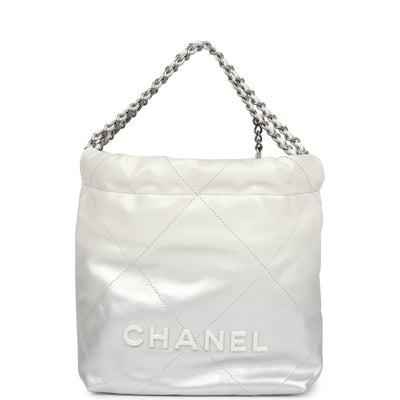 CHANEL 25S HOBO BAG KABELKA 26 IN SILVER CALFSKIN