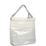 Chanel Mini 22 Hobo White and Silver Ombre Metallic Calfskin Silver Hardware
