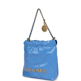Chanel 22 Mini Blue Shiny Aged Calfskin Gold Hardware