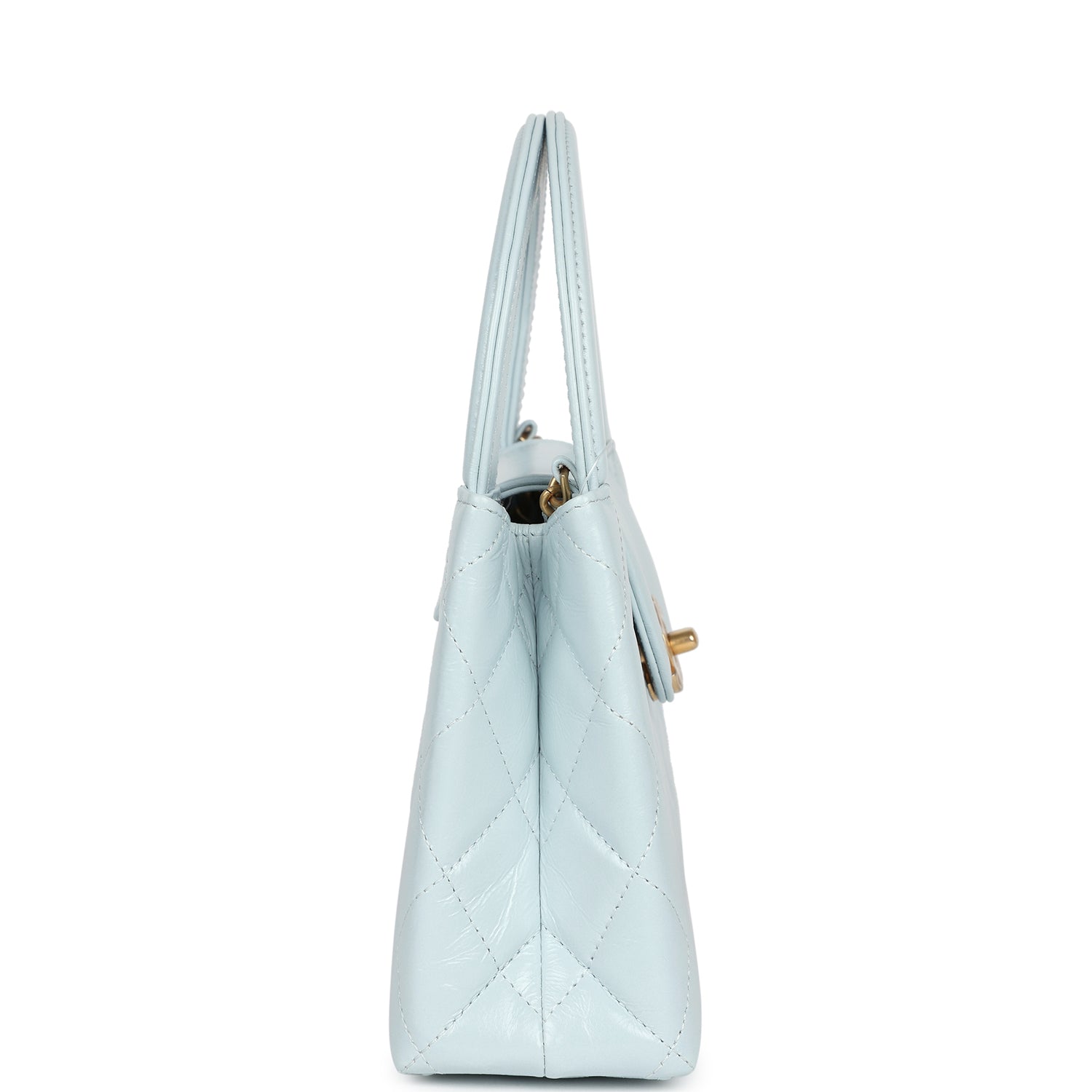 Chanel Small Kelly Shopper Light Blue Shiny Aged Calfskin Brushed Gold