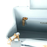 Chanel Small Kelly Shopper Light Blue Shiny Aged Calfskin Brushed Gold Hardware
