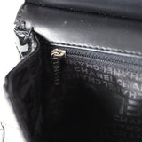 Vintage Chanel Chain Through Flap Bag Black Patent Silver Hardware