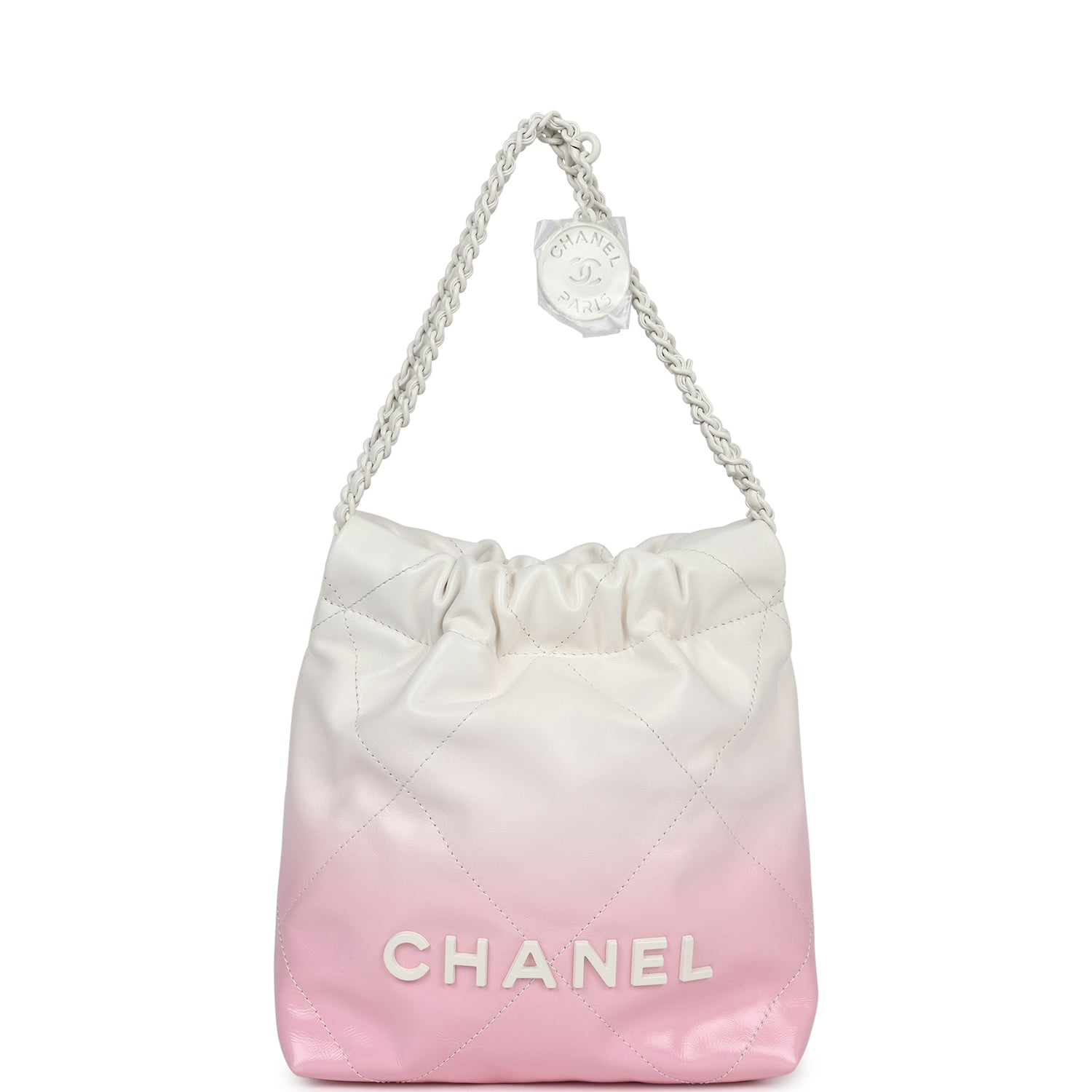 Chanel Mini 22 Bag Pink and White Ombre Calfskin Light Gold Hardware ...