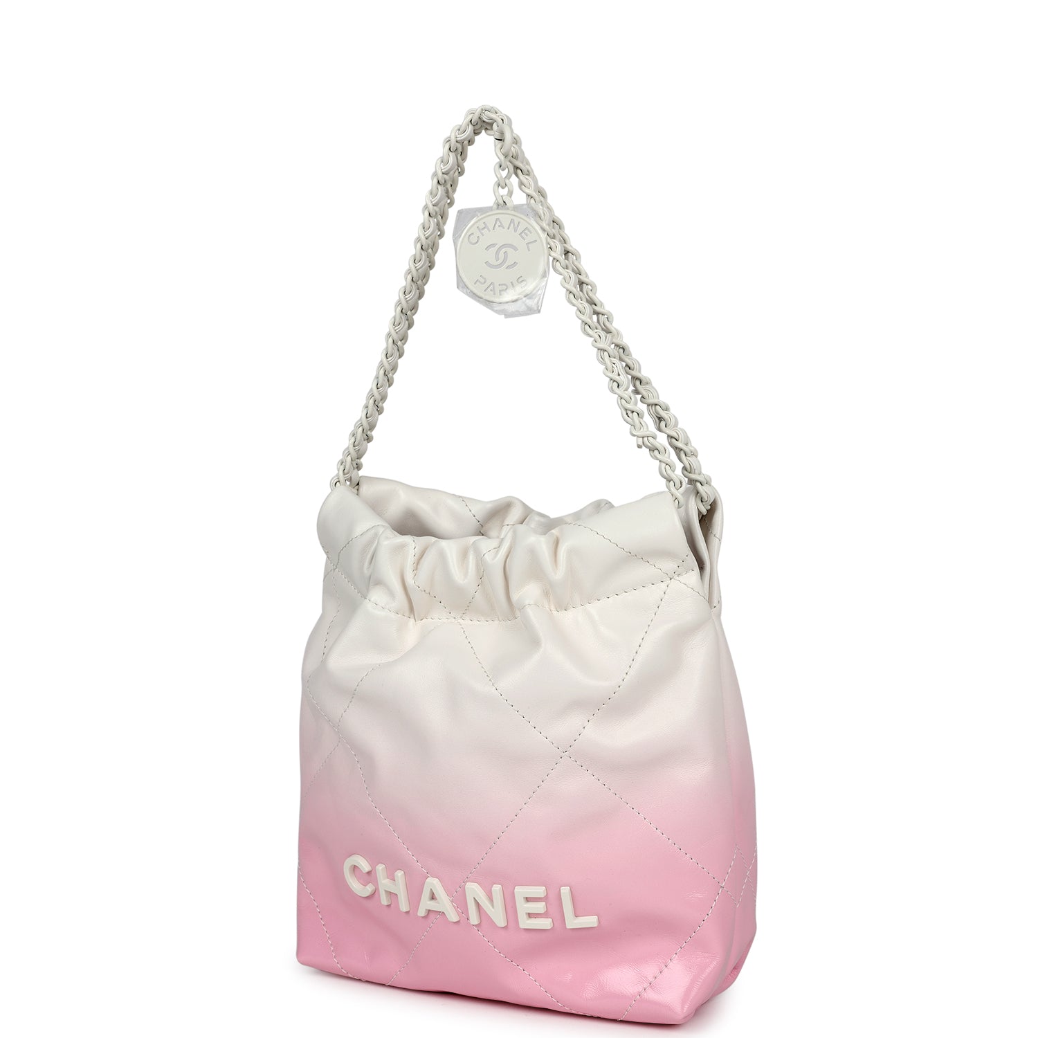 Chanel Mini 22 Bag Pink and White Ombre Calfskin Light Gold Hardware ...